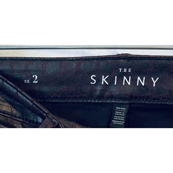 White House Black Market Jeans Womens 2 Mid Rise Coated Denim Faux Croc Skinny - Picture 4 of 6